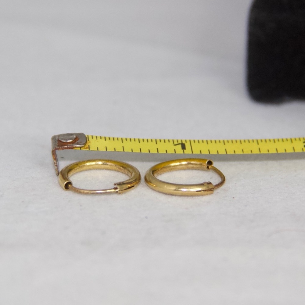 14k Gold Plated Sterling Silver Small Hoop Earrings Minimalist 0.5 Inch - Picture 8 of 8